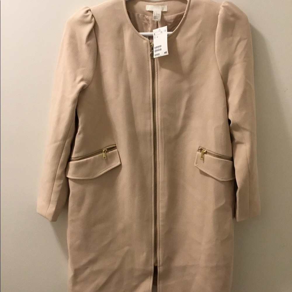 H&M Blush Zip Front Coat